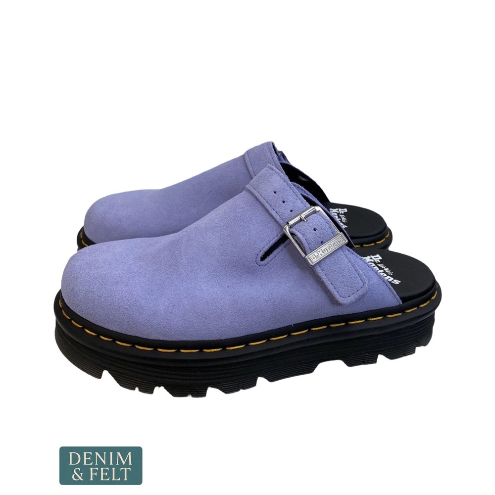 NEW Dr. Martens Zebzag Suede Slingback Platform Mules Cornflower Blue Unisex - Picture 9 of 13